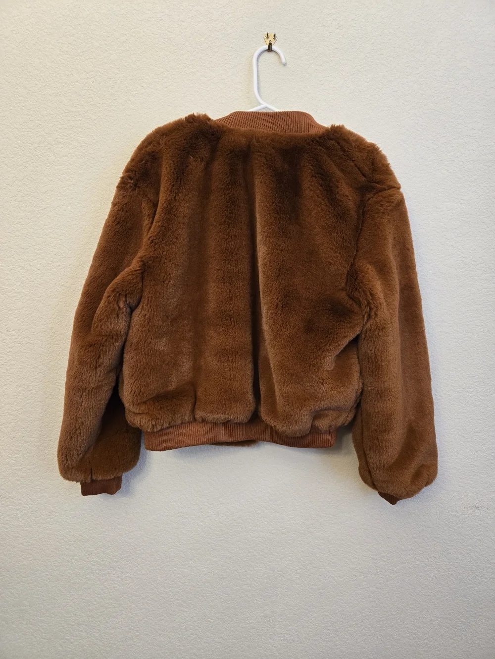 Navarro Canada Women's Sz S Bomber Jacket Short Faux Copper Fur Soft Pockets